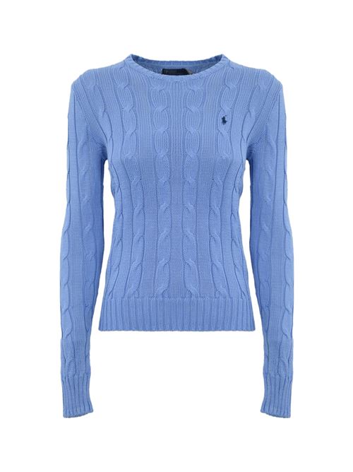 Maglione a trecce con logo blu POLO RALPH LAUREN | 211891640003